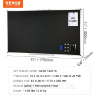 Vevor 314679 Чорна крейдяна дошка, крейдяна дошка з алюмінієвою рамою, 175 x 100 см Дошка для сухого стирання, в комплекті 1 Vevor 314679 Чорна крейдяна дошка, крейдяна дошка з алюмінієвою рамою, 175 x 100 см Дошка для сухого стирання, в комплекті 1
