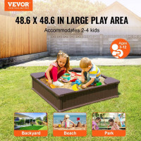 Vevor 314684 Пісочниця квадратна пісочниця 3-12 років 1235х1235х315мм