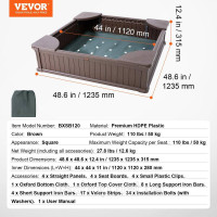 Vevor 314684 Пісочниця квадратна пісочниця 3-12 років 1235х1235х315мм