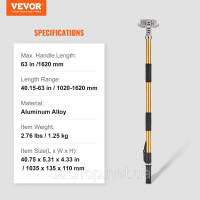 Vevor 315660 Ручка для гіпсокартону з плоским кінцем, висувна, 112-163 см, кольорова Vevor 315660 Ручка для гіпсокартону з плоским кінцем, висувна, 112-163 см, кольорова