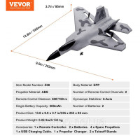 Vevor 314705 Літак RC, 2-канальний літак на дистанційному управлінні 2,4 ГГц з 6-осьовим гіростабілізатором, готова до польоту