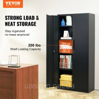 Vevor 314309 5-поверхова тумба для документів бічна з 2 магнітними дверцятами, навантаження 90,72 кг на полицю, замикається на