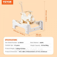 Vevor 314703 Конячка-гойдалка 5 в 1 для малюків 1-3 років з батутом, знімною дошкою для балансування, ручкою для штовхання та 4
