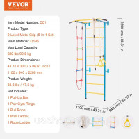 Vevor 314704 Стінка скеледром скеледром дитячий 5 в 1 сталевий тренажер