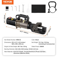 Vevor 315677 2000 Вт Електричний гідравлічний арматурний згинальний верстат 20-32 мм