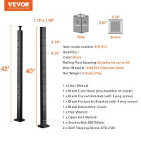 Vevor 315690 Поруччя 106,68 x 2,54 x 5,08 см L-подібний отвір кутовий стовпчик 1JZLGZHS1067CSWRBV0