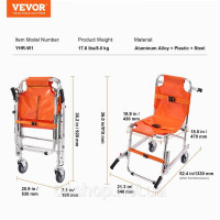 Vevor 314322 Крісло для сходів EMS вантажопідйомність 159 кг складне інвалідне крісло для підйому по сходах з алюмінію з 2