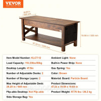 Vevor 314730 Журнальний столик Прямокутний столик для вітальні 120см Vevor 314730 Журнальний столик Прямокутний столик для вітальні 120см