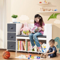 Vevor 314742 Книжкова полиця Подушка для сидіння Дитяча полиця Лава 6 відділень Біла Лавка для зберігання