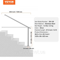 Vevor 315748 Перила 120см сходові перила вхідні перила вуличні сходи Vevor 315748 Перила 120см сходові перила вхідні перила вуличні сходи