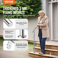 Vevor 315774 Поручні для сходів для вулиці, довжина 39,4 дюйма, 2 поперечини, комплект поручнів для сходів, перехідні поручні з Vevor 315774 Поручні для сходів для вулиці, довжина 39,4 дюйма, 2 поперечини, комплект поручнів для сходів, перехідні поручні з
