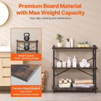 Vevor 314793 Rustic Книжкова шафа Стояча полиця Полиця для зберігання металева 3 рівні 90x30x91см Vevor 314793 Rustic Книжкова шафа Стояча полиця Полиця для зберігання металева 3 рівні 90x30x91см