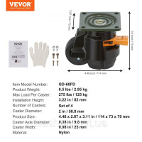 Vevor 314388 набір з 4-х роликів φ50,8мм меблевий ролик регульований по висоті транспортний ролик 0,5 тонни вантажопідйомність Vevor 314388 набір з 4-х роликів φ50,8мм меблевий ролик регульований по висоті транспортний ролик 0,5 тонни вантажопідйомність