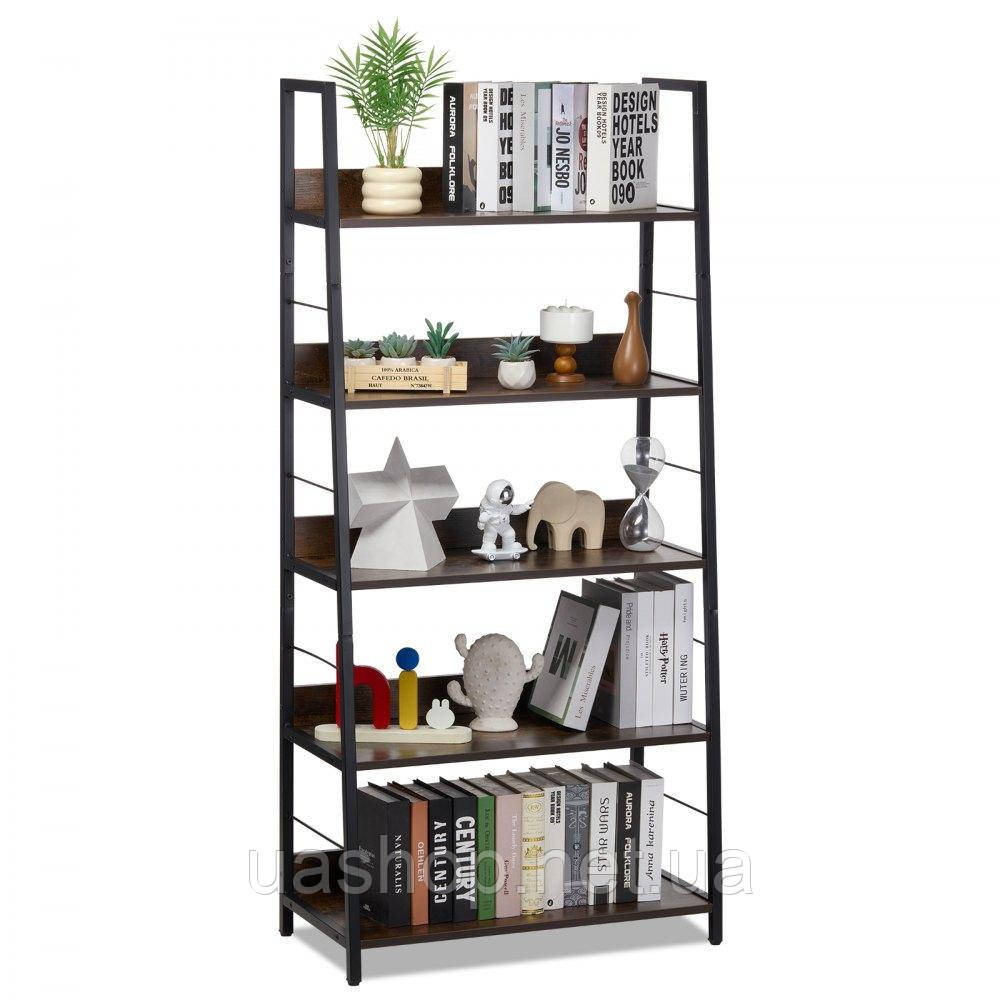 Vevor 314798 VEVO Rustic Bookcase Standing Shelf Storage Shelf 5 Levels Office Трапецієподібної форми