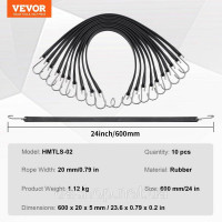 Vevor 314408 натяжна гума з гачком натяжна мотузка багажний гумовий еспандер велосипед 10шт 61см Vevor 314408 натяжна гума з гачком натяжна мотузка багажний гумовий еспандер велосипед 10шт 61см