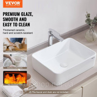 Vevor 315835 Керамічний умивальник Modern White 482x373x135 мм Vevor 315835 Керамічний умивальник Modern White 482x373x135 мм
