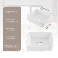Vevor 315835 Керамічний умивальник Modern White 482x373x135 мм Vevor 315835 Керамічний умивальник Modern White 482x373x135 мм