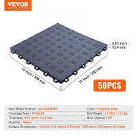Vevor 315867 Підлогове покриття для гаража, 305 x 305 x 13,4 мм, набір з 50 промислових підлогових покриттів, неслизьке