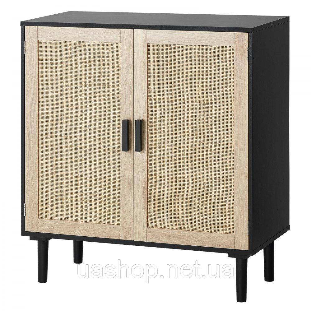 Vevor 314820 Шафа з ротанга Комод з ротанга, 1 предмет шафи для зберігання з 2 магнітними дверцятами, сервант, шафа-буфет з