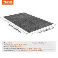 Vevor 315853 Килимок для гаража 2235,2 x 6096 x 2,4 мм підлога для майстерні 820-850 г/м² повсть для підлоги гаража & TPE килимок