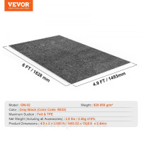 Vevor 315861 Килимок для гаража 1493,52 x 1828,8 x 2,4 мм підлога для майстерні 820-850 г/м² повсть для підлоги гаража & TPE