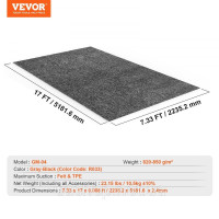 Vevor 315864 Килимок для гаража 2235,2 x 5181,6 x 2,4 мм підлога для майстерні 820-850 г/м² повсть для підлоги гаража & TPE