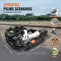 Vevor 315871 Ручний шток 37,77 куб.см, стопорний трамблер, стопорний трамблер, 4-тактний трамблер стовпа огорожі, 2 головки Vevor 315871 Ручний шток 37,77 куб.см, стопорний трамблер, стопорний трамблер, 4-тактний трамблер стовпа огорожі, 2 головки