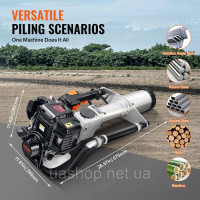 Vevor 315870 Ручний шток 37,77 куб.см, стопорний трамблер, стопорний трамблер, 4-тактний трамблер стовпа огорожі, 3 головки Vevor 315870 Ручний шток 37,77 куб.см, стопорний трамблер, стопорний трамблер, 4-тактний трамблер стовпа огорожі, 3 головки