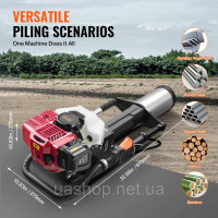 Vevor 315872 Бензиновий Т-подібний гайковерт 52cc, 2-тактний двигун для габаритів, портативний гайковерт потужністю 1400 Вт з 3