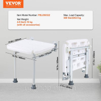 Vevor 315882 Складане сидіння для душу PE, 40,1 x 37,6 см у розкладеному вигляді, настінне відкидне сидіння для душу з Vevor 315882 Складане сидіння для душу PE, 40,1 x 37,6 см у розкладеному вигляді, настінне відкидне сидіння для душу з