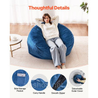 Vevor 314857 Bean Bag Seat Cushion Bean Bag with Removable Cover Blue Adults Round