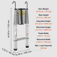 Vevor 315894 Телескопічна драбина 5,54 м Нековзна складна драбина 112x49x8,5 см Драбина з системою фіксації Багатоцільова драбина Vevor 315894 Телескопічна драбина 5,54 м Нековзна складна драбина 112x49x8,5 см Драбина з системою фіксації Багатоцільова драбина