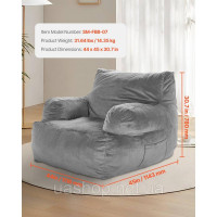 Vevor 314858 Bean Bag Seat Cushion Sofa Крісло з підлокітниками для дорослих Plush Grey Vevor 314858 Bean Bag Seat Cushion Sofa Крісло з підлокітниками для дорослих Plush Grey
