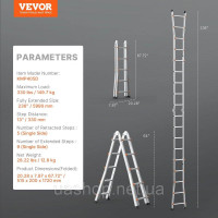 Vevor 315895 Телескопічна драбина A-Frame 19 FT Multifunction для домашніх робіт Vevor 315895 Телескопічна драбина A-Frame 19 FT Multifunction для домашніх робіт