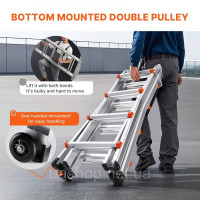 Vevor 315896 Телескопічна драбина A-Frame 15 FT Multifunction для домашньої роботи Vevor 315896 Телескопічна драбина A-Frame 15 FT Multifunction для домашньої роботи