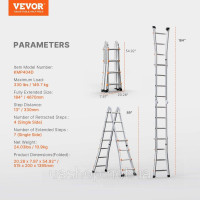 Vevor 315896 Телескопічна драбина A-Frame 15 FT Multifunction для домашньої роботи Vevor 315896 Телескопічна драбина A-Frame 15 FT Multifunction для домашньої роботи
