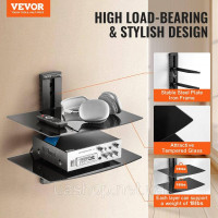 Vevor 314895 Настінне кріплення AV Media Stand Регульована полиця для проектора 2 шари чорного кольору Vevor 314895 Настінне кріплення AV Media Stand Регульована полиця для проектора 2 шари чорного кольору