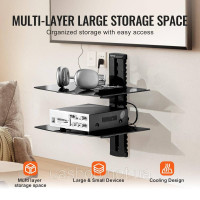 Vevor 314895 Настінне кріплення AV Media Stand Регульована полиця для проектора 2 шари чорного кольору Vevor 314895 Настінне кріплення AV Media Stand Регульована полиця для проектора 2 шари чорного кольору