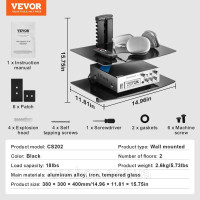 Vevor 314895 Настінне кріплення AV Media Stand Регульована полиця для проектора 2 шари чорного кольору Vevor 314895 Настінне кріплення AV Media Stand Регульована полиця для проектора 2 шари чорного кольору