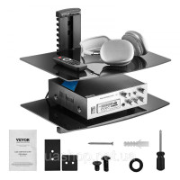 Vevor 314895 Настінне кріплення AV Media Stand Регульована полиця для проектора 2 шари чорного кольору Vevor 314895 Настінне кріплення AV Media Stand Регульована полиця для проектора 2 шари чорного кольору