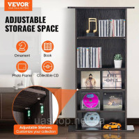 Vevor 314898 Шафа для зберігання мультимедіа Регульовані полиці для DVD 240 компакт-дисків Espresso