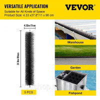 Vevor 315915 Щітка для захисту жолобів зі щетиною довжиною 96 см, діаметром 11 см, щітка для жолобів, захист від листя, підходить