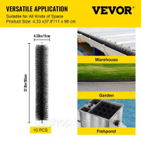 Vevor 315917 Щітка для захисту жолобів зі щетиною довжиною 96 см, діаметром 11 см, щітка для жолобів, захист від листя, підходить