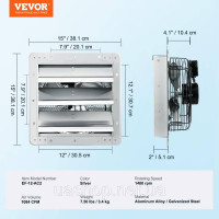 Vevor 315919 Настінний вентилятор Витяжний вентилятор 305 мм Настінний 45 Вт 1084 CFM