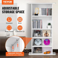 Vevor 314897 Шафа для зберігання медіа 5 ярусів, регульовані полиці для DVD, 240 CD, білий