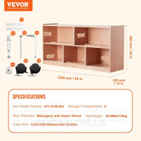 Vevor 314912 Мобільна полична шафа для зберігання, кубічна полиця для зберігання з 5 відділеннями, шафа для зберігання з 2