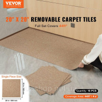 Vevor 315984 Килимова плитка, 500 x500 x5 мм, килим з прикріпленою підкладкою, м'яка килимова плитка з м'якою підкладкою, просте