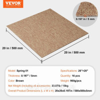 Vevor 315984 Килимова плитка, 500 x500 x5 мм, килим з прикріпленою підкладкою, м'яка килимова плитка з м'якою підкладкою, просте