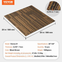Vevor 315987 Килимова плитка, 500 x 500 мм, килим з прикріпленою підкладкою, м'яка килимова плитка з м'якою підкладкою, простий Vevor 315987 Килимова плитка, 500 x 500 мм, килим з прикріпленою підкладкою, м'яка килимова плитка з м'якою підкладкою, простий