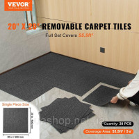 Vevor 315986 Килимова плитка, 500 x 500 x 5 мм, килим з прикріпленою підкладкою, м'яка килимова плитка з м'якою підкладкою, просте